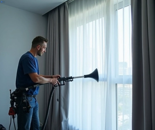 Professional commercial curtain cleaning process equipment Matty Curtain Cleaning indented-head-vic